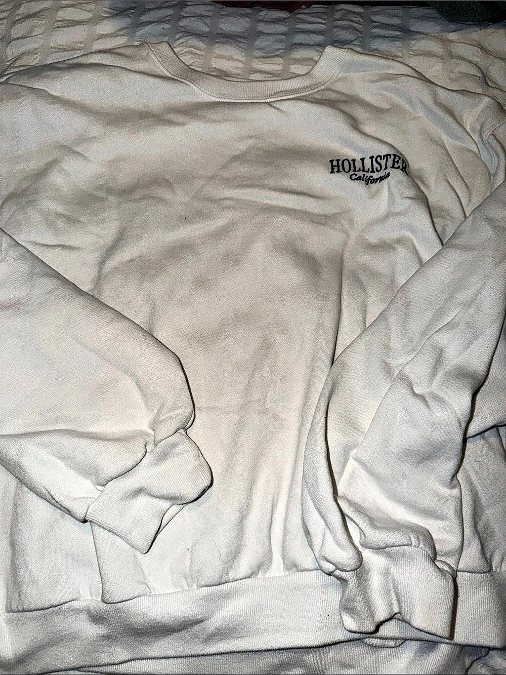Hollister California Embroidered Logo Crewneck Sweatshirt White XL